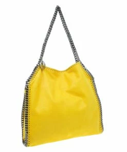 Budget 💯 Stella McCartney Yellow Faux Leather Small Falabella Tote For 👩 Women 💯 -Stella McCartney Shop luxury women stella mccartney used handbags p52489 003