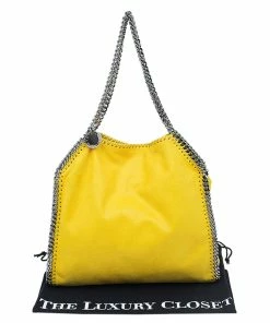 Budget 💯 Stella McCartney Yellow Faux Leather Small Falabella Tote For 👩 Women 💯 -Stella McCartney Shop luxury women stella mccartney used handbags p52489 016