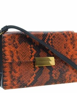 Deals 🔥 Stella McCartney Orange Faux Python Mini Beckett Crossbody Bag For 👩 Women ✨ -Stella McCartney Shop luxury women stella mccartney used handbags p52588 003
