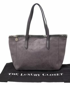 Hot Sale 🔔 Stella McCartney Grey Faux Leather Shopper Tote For 👩 Women 💯 -Stella McCartney Shop luxury women stella mccartney used handbags p526868 007