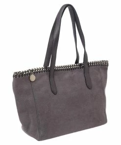 Hot Sale 🔔 Stella McCartney Grey Faux Leather Shopper Tote For 👩 Women 💯 -Stella McCartney Shop luxury women stella mccartney used handbags p526868 009