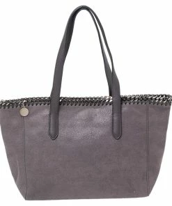 Hot Sale 🔔 Stella McCartney Grey Faux Leather Shopper Tote For 👩 Women 💯
