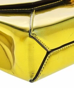 Brand new ✨ Stella McCartney Yellow Metallic Faux Leather Beckett Envelope Clutch For 👩 Women 🥰 -Stella McCartney Shop luxury women stella mccartney used handbags p527909 003