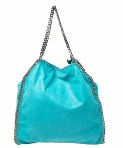 Best Sale 👏 Stella McCartney Tosca Green Faux Suede Large Falabella Tote For 👩 Women 👏 -Stella McCartney Shop luxury women stella mccartney used handbags p533020 006