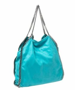 Best Sale 👏 Stella McCartney Tosca Green Faux Suede Large Falabella Tote For 👩 Women 👏 -Stella McCartney Shop luxury women stella mccartney used handbags p533020 007