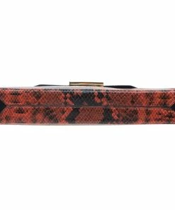 Hot Sale 👏 Stella McCartney Orange Alter Faux Python Beckett Clutch For 👩 Women 😍 -Stella McCartney Shop luxury women stella mccartney used handbags p53307 005