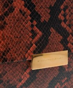 Hot Sale 👏 Stella McCartney Orange Alter Faux Python Beckett Clutch For 👩 Women 😍 -Stella McCartney Shop luxury women stella mccartney used handbags p53307 008