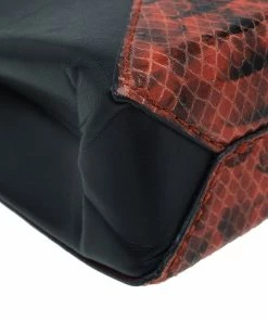 Hot Sale 👏 Stella McCartney Orange Alter Faux Python Beckett Clutch For 👩 Women 😍 -Stella McCartney Shop luxury women stella mccartney used handbags p53307 012