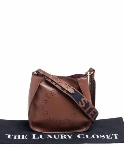 Best deal 🥰 Stella McCartney Brown Faux Leather Logo Shoulder Bag For 👩 Women ⭐ -Stella McCartney Shop luxury women stella mccartney used handbags p537223 004