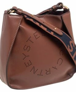 Best deal 🥰 Stella McCartney Brown Faux Leather Logo Shoulder Bag For 👩 Women ⭐ -Stella McCartney Shop luxury women stella mccartney used handbags p537223 007