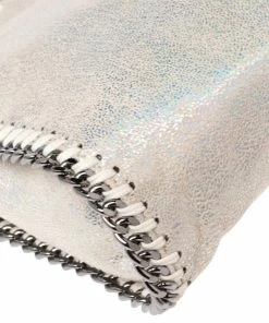 Best deal ❤️ Stella McCartney White Iridescent Faux Leather Tiny Falabella Shoulder Bag For 👩 Women ⭐ -Stella McCartney Shop luxury women stella mccartney used handbags p537408 002