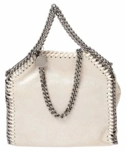 Best deal ❤️ Stella McCartney White Iridescent Faux Leather Tiny Falabella Shoulder Bag For 👩 Women ⭐