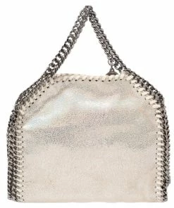 Best deal ❤️ Stella McCartney White Iridescent Faux Leather Tiny Falabella Shoulder Bag For 👩 Women ⭐ -Stella McCartney Shop luxury women stella mccartney used handbags p537408 008