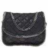 Outlet 🔥 Stella McCartney Black Faux Quilted Leather Falabella Shoulder Bag For 👩 Women 🥰