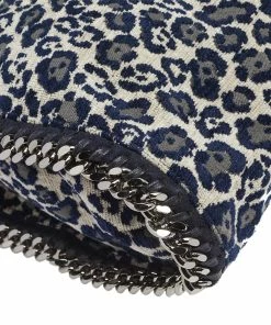 Best Pirce 🤩 Stella McCartney Navy Blue Leopard Print Velvet Small Falabella Tote For 👩 Women 👏 -Stella McCartney Shop luxury women stella mccartney used handbags p537808 006