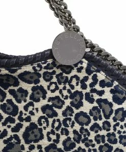 Best Pirce 🤩 Stella McCartney Navy Blue Leopard Print Velvet Small Falabella Tote For 👩 Women 👏 -Stella McCartney Shop luxury women stella mccartney used handbags p537808 009