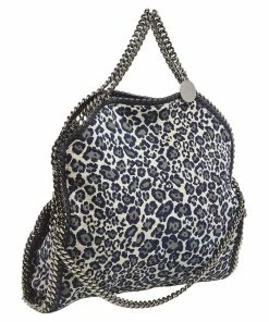 Best Pirce 🤩 Stella McCartney Navy Blue Leopard Print Velvet Small Falabella Tote For 👩 Women 👏 -Stella McCartney Shop luxury women stella mccartney used handbags p537808 010