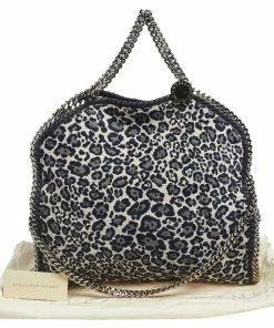 Best Pirce 🤩 Stella McCartney Navy Blue Leopard Print Velvet Small Falabella Tote For 👩 Women 👏 -Stella McCartney Shop luxury women stella mccartney used handbags p537808 011