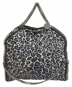 Best Pirce 🤩 Stella McCartney Navy Blue Leopard Print Velvet Small Falabella Tote For 👩 Women 👏