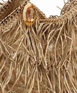 Coupon 🛒 Stella McCartney Gold Faux Leather Fringe Falabella Shoulder Bag For 👩 Women 🔥 -Stella McCartney Shop luxury women stella mccartney used handbags p540375 001
