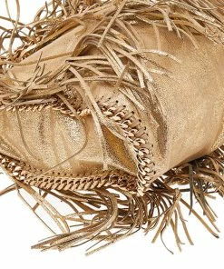 Coupon 🛒 Stella McCartney Gold Faux Leather Fringe Falabella Shoulder Bag For 👩 Women 🔥 -Stella McCartney Shop luxury women stella mccartney used handbags p540375 006