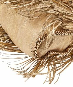 Coupon 🛒 Stella McCartney Gold Faux Leather Fringe Falabella Shoulder Bag For 👩 Women 🔥 -Stella McCartney Shop luxury women stella mccartney used handbags p540375 007