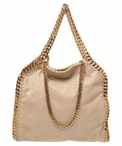 Hot Sale 🎉 Stella McCartney Beige Faux Suede Mini Falabella Tote For 👩 Women ✔️