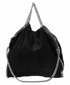 New 🥰 Stella McCartney Metallic Black Faux Suede Small Falabella Tote For 👩 Women 🎁