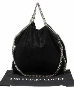 New 🥰 Stella McCartney Metallic Black Faux Suede Small Falabella Tote For 👩 Women 🎁 -Stella McCartney Shop luxury women stella mccartney used handbags p540936 009