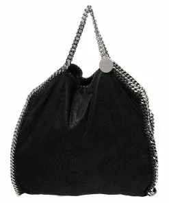 New 🥰 Stella McCartney Metallic Black Faux Suede Small Falabella Tote For 👩 Women 🎁 -Stella McCartney Shop luxury women stella mccartney used handbags p540936 010