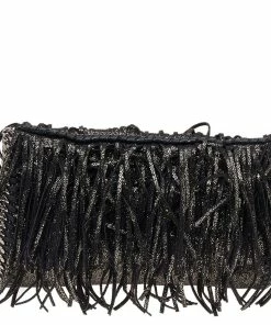 New 🌟 Stella McCartney Metallic Black Faux Leather Fringe Fallabella Crossbody Bag For 👩 Women 😍 -Stella McCartney Shop luxury women stella mccartney used handbags p542590 001