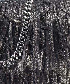 New 🌟 Stella McCartney Metallic Black Faux Leather Fringe Fallabella Crossbody Bag For 👩 Women 😍 -Stella McCartney Shop luxury women stella mccartney used handbags p542590 005
