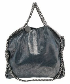 Buy ✔️ Stella McCartney Blue/Silver Laminated Faux Suede Small Falabella Tote For 👩 Women 😍