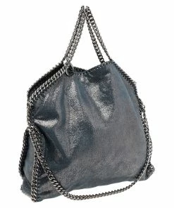 Buy ✔️ Stella McCartney Blue/Silver Laminated Faux Suede Small Falabella Tote For 👩 Women 😍 -Stella McCartney Shop luxury women stella mccartney used handbags p549909 006