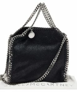 Best Pirce 🧨 Stella McCartney Black Faux Leather Tiny Falabella Shoulder Bag For 👩 Women ✨ -Stella McCartney Shop luxury women stella mccartney used handbags p550061 006