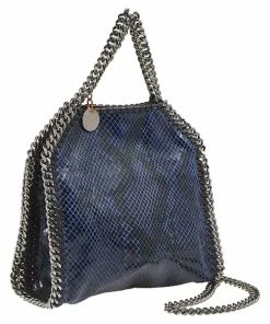 Brand new 🛒 Stella McCartney Black/Blue Faux Snakeskin Leather Tiny Falabella Tote For 👩 Women ✨ -Stella McCartney Shop luxury women stella mccartney used handbags p554908 006