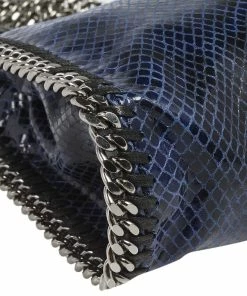 Brand new 🛒 Stella McCartney Black/Blue Faux Snakeskin Leather Tiny Falabella Tote For 👩 Women ✨ -Stella McCartney Shop luxury women stella mccartney used handbags p554908 009
