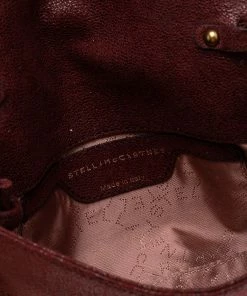 Discount 🔔 Stella McCartney Dark Red Faux Suede Falabella Flap Shoulder Bag For 👩 Women 💯 -Stella McCartney Shop luxury women stella mccartney used handbags p554910 002