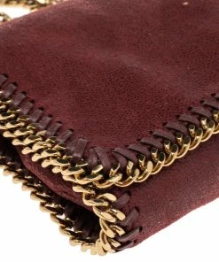 Discount 🔔 Stella McCartney Dark Red Faux Suede Falabella Flap Shoulder Bag For 👩 Women 💯 -Stella McCartney Shop luxury women stella mccartney used handbags p554910 004