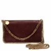 Discount 🔔 Stella McCartney Dark Red Faux Suede Falabella Flap Shoulder Bag For 👩 Women 💯