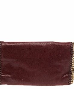 Discount 🔔 Stella McCartney Dark Red Faux Suede Falabella Flap Shoulder Bag For 👩 Women 💯 -Stella McCartney Shop luxury women stella mccartney used handbags p554910 010
