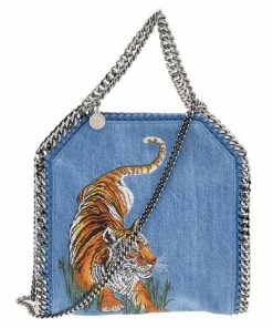 Best reviews of 💯 Stella McCartney Blue Denim Tiger Embroidered Mini Falabella Tote For 👩 Women 😍