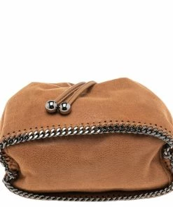 Flash Sale 💯 Stella McCartney Brown Faux Suede Falabella Drawstring Bucket Bag For 👩 Women ✔️ -Stella McCartney Shop luxury women stella mccartney used handbags p560602 005
