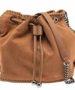 Flash Sale ๐ฏ Stella McCartney Brown Faux Suede Falabella Drawstring Bucket Bag For ๐ฉ Women โ๏ธ