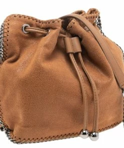 Flash Sale 💯 Stella McCartney Brown Faux Suede Falabella Drawstring Bucket Bag For 👩 Women ✔️ -Stella McCartney Shop luxury women stella mccartney used handbags p560602 010