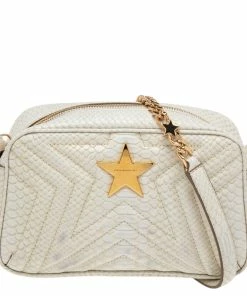 Brand new 😀 Stella McCartney White Python Embossed Faux Leather Star Crossbody Bag For 👩 Women 💯