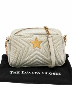 Brand new 😀 Stella McCartney White Python Embossed Faux Leather Star Crossbody Bag For 👩 Women 💯 -Stella McCartney Shop luxury women stella mccartney used handbags p561629 011
