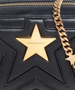Brand new ❤️ Stella McCartney Black Quilted Faux Leather Stella Star Crossbody Bag For 👩 Women 💯 -Stella McCartney Shop luxury women stella mccartney used handbags p561655 006