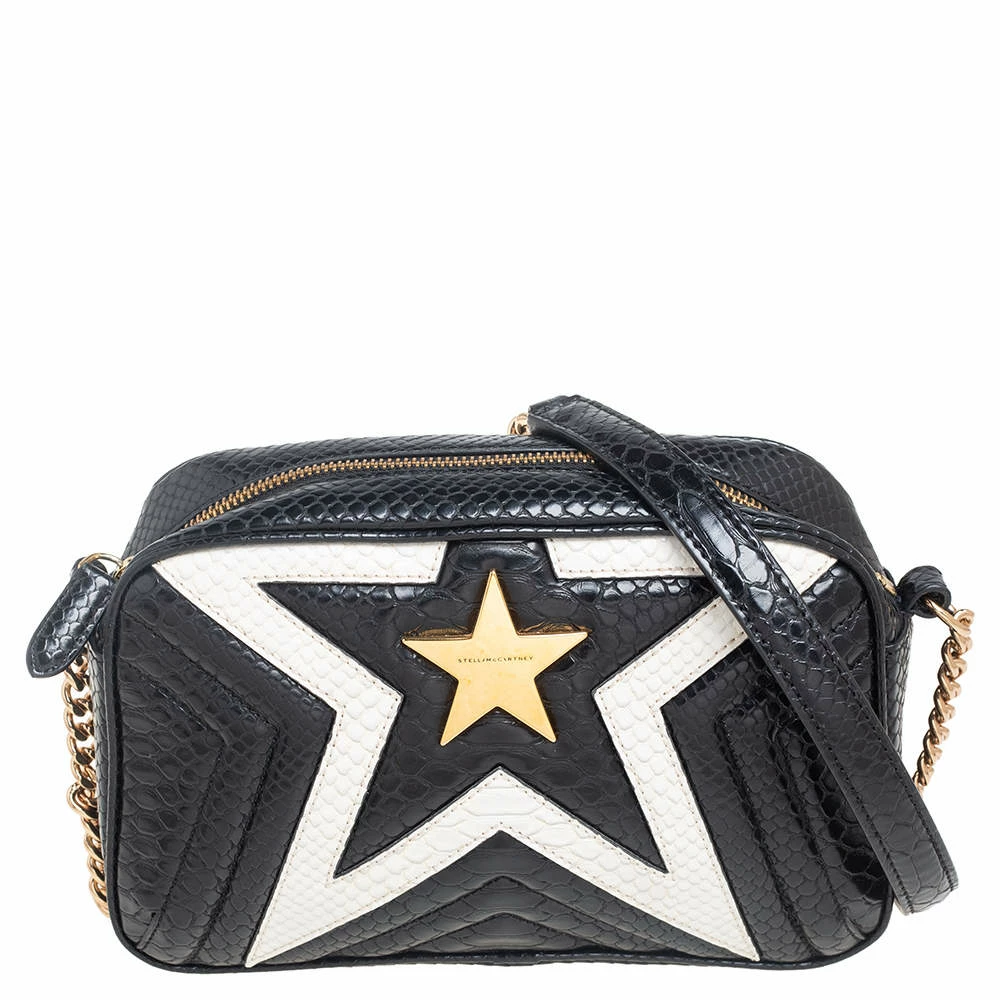 Best Sale ๐ Stella McCartney White/Black Python Embossed Faux Leather Star Crossbody Bag For ๐ฉ Women ๐ฅฐ 3 Best Sale ๐ Stella McCartney White/Black Python Embossed Faux Leather Star Crossbody Bag For ๐ฉ Women ๐ฅฐ