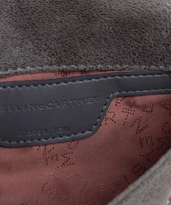 Deals 💯 Stella McCartney Grey Quilted Faux Suede Studded Falabella Flap Shoulder Bag For 👩 Women 🎁 -Stella McCartney Shop luxury women stella mccartney used handbags p561666 002